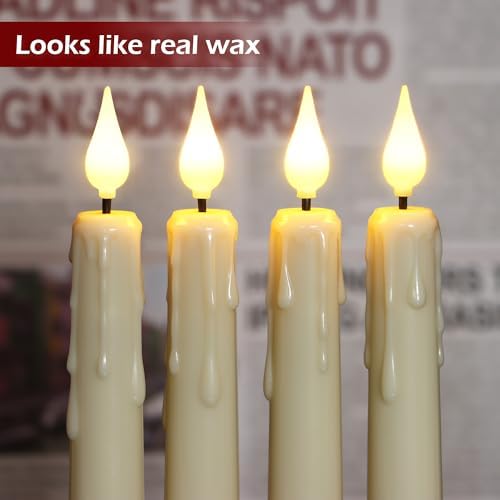 FREEPOWER 6PCS Rechargeable LED Flameless Taper Candles with Remote Timer