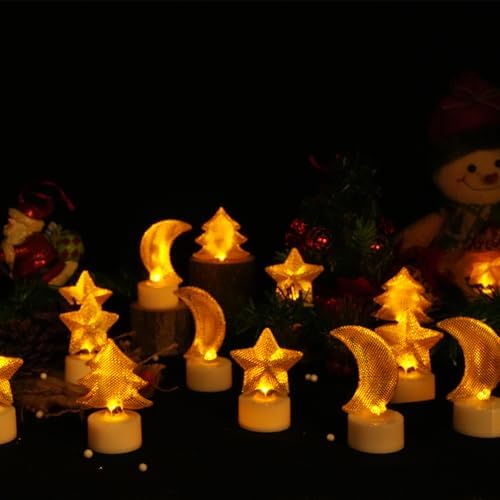 6PCS Star LED Tea Lights Candles for Holiday Decor