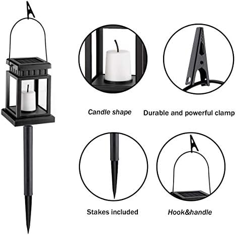 GIGALUMI 8 Pack Solar Hanging Lanterns with Stakes - Warm White