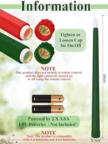 Treela 24 Pcs Flameless LED Taper Candles for Decor
