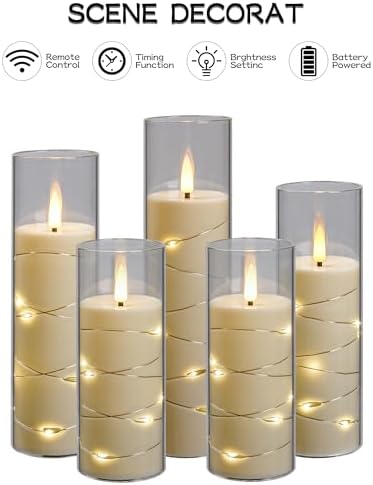 Da by Flameless Candles with Star String LED Light Set of 5