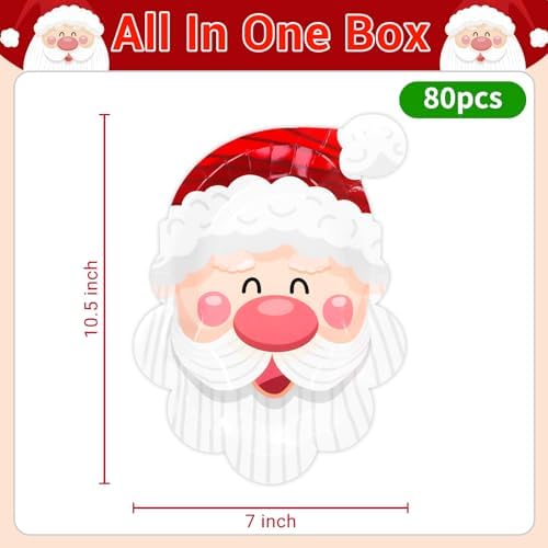Santa Claus Xmas Plates 80 Count 105x7 Disposable