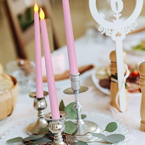 Pink Flameless Taper Candles with Remote Set of 4