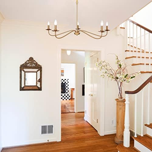 Modern Gold Chandelier with 5 Lights Adjustable Height