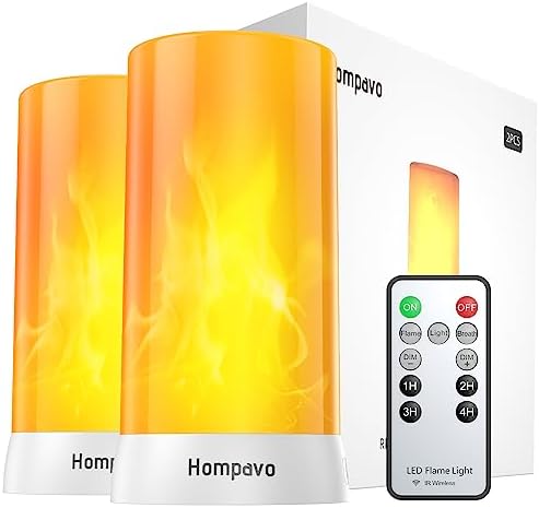 Hompavo Upgraded LED Flame Lights with Remote and Timer