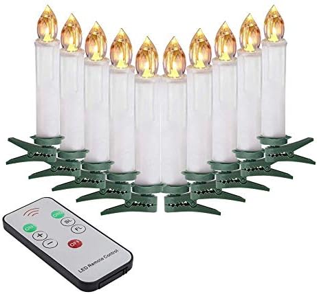 LED Flameless Candles with Remote Control and Clips Set of 10 Warm White