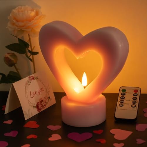 Pink Heart Shape LED Candle with Remote Control