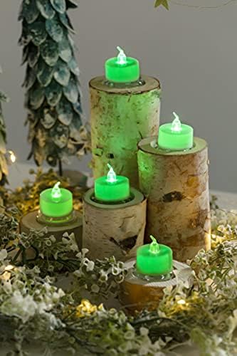 LANKER 24 Pack Green Flameless LED Tea Lights