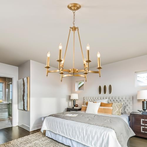 24 Inch Modern Gold Chandelier 6 Light