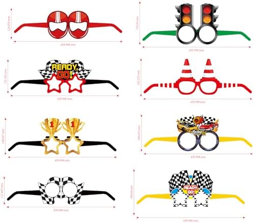 Race Car Party Photo Booth Props - 16pcs Multi Style