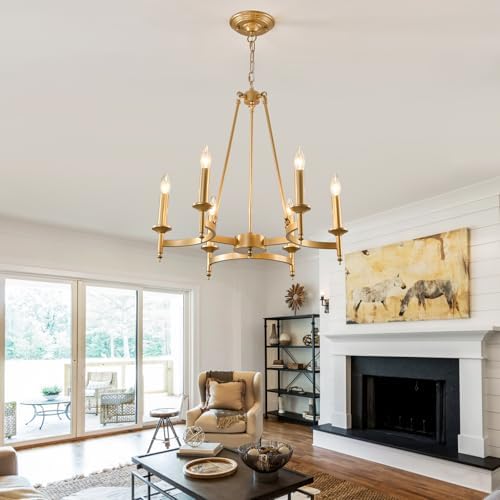 24 Inch Modern Gold Chandelier 6 Light