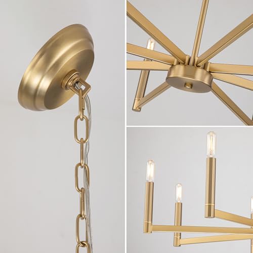 Zicbol 8-Light Gold Chandelier Dining Room Light Fixture