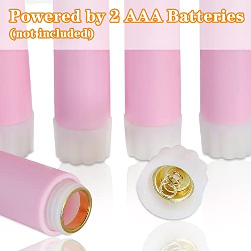 Pink Flameless Taper Candles with Remote Set of 4