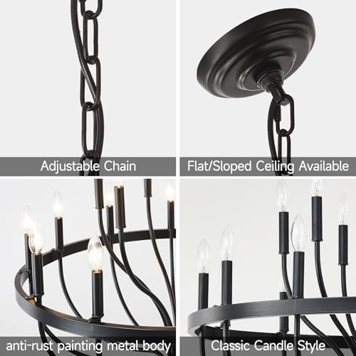 Black Farmhouse Chandelier 32 Inch 18 Light Modern Industrial Design