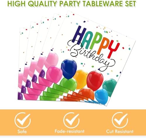 Happy Birthday Decorations Party Plates Napkins Set
