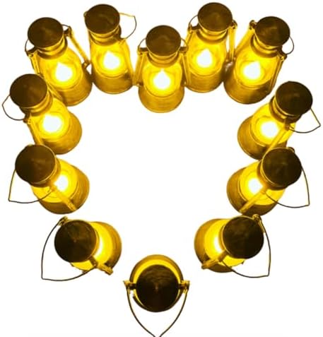 12 Pack Mini Lantern with 4 Inch Flickering LED Candle