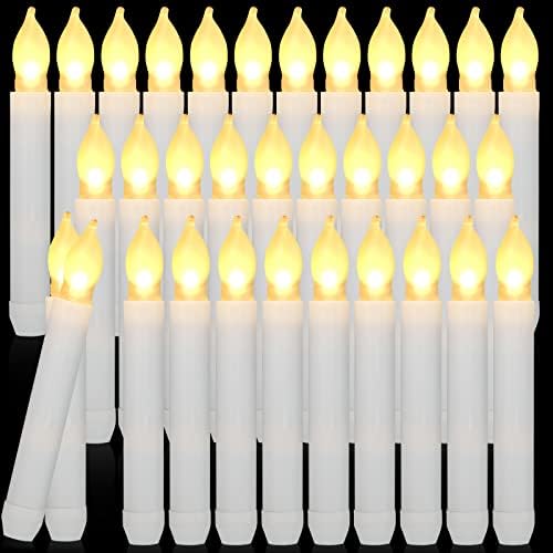 Macarrie 60 Pcs Flameless LED Taper Candles with Warm Light
