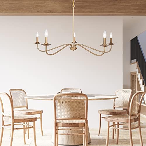 Modern Gold Chandelier with 5 Lights Adjustable Height