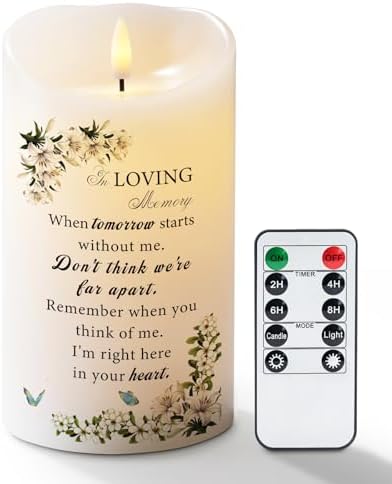 Homemory Memorial Candle LED with Remote Sympathy Gift