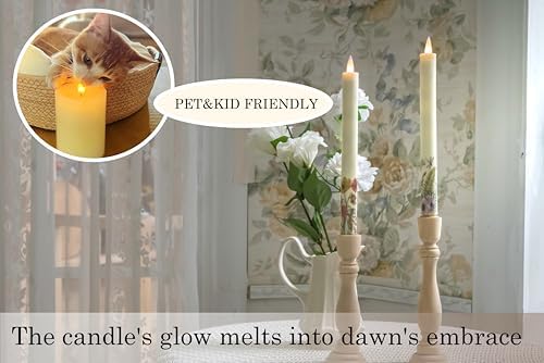 CozierGlow Flameless Taper Candles with Remote and Timer 9 Inch Wild Flower Design
