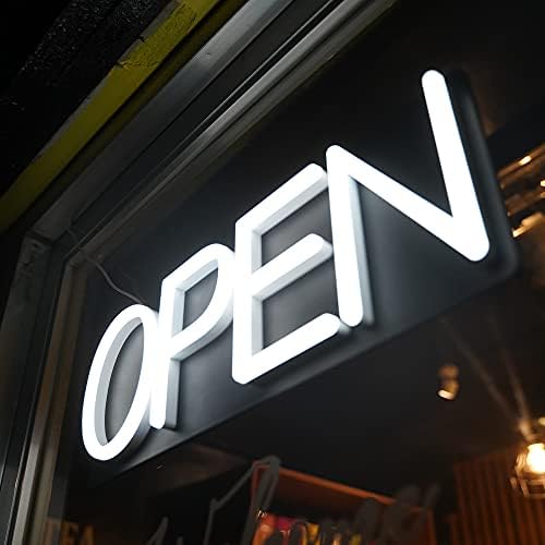 HiNeon White Neon Open Sign 20x7 LED Light with Remote
