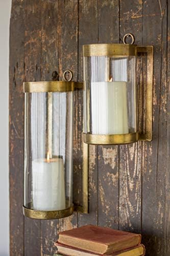 Kalalou NMAN1011 Brass Hurricane Wall Light 7x13 Inch