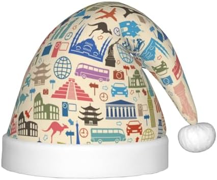 Salelf Famous Places Santa Hat for Kids Christmas Plush Headwear