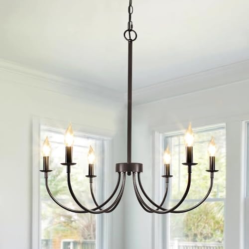 6 Light Farmhouse Chandelier Black Dining Room Light Fixture