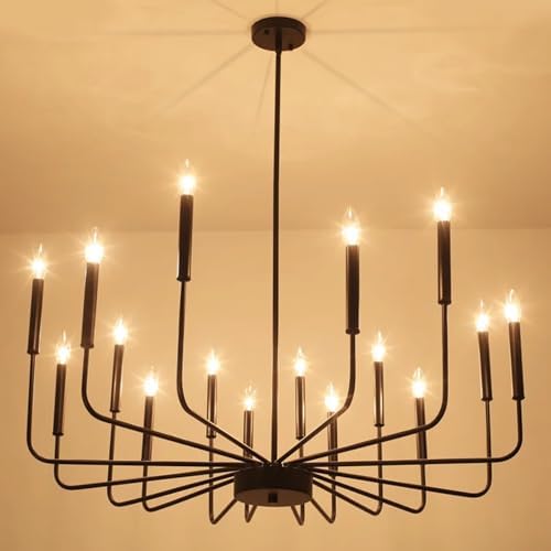 Modern Black Farmhouse Chandelier with 16 Lights