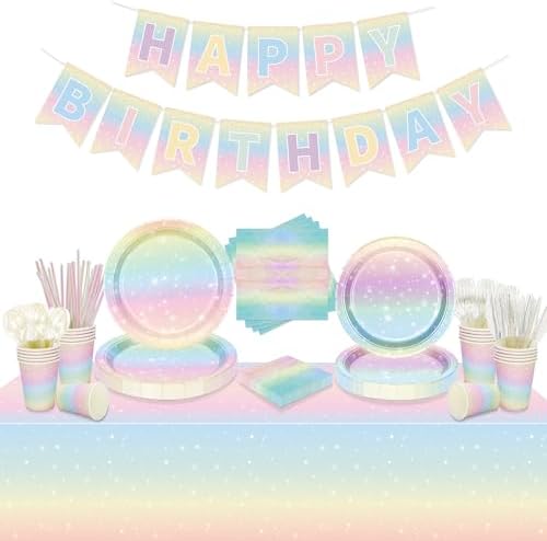 Pastel Rainbow Birthday Party Set for 20 Guests