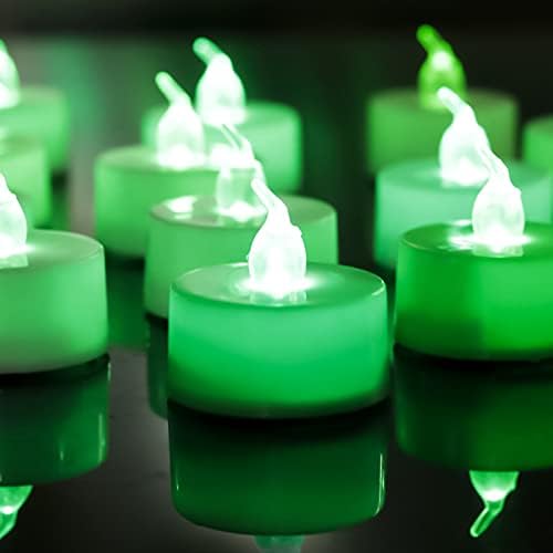 LANKER 24 Pack Green Flameless LED Tea Lights