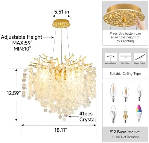 Modern Gold Tree Branch Chandelier with 6 Lights