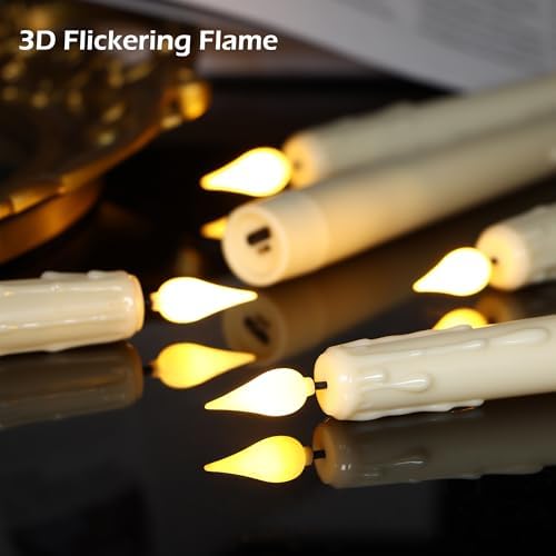 FREEPOWER 6PCS Rechargeable LED Flameless Taper Candles with Remote Timer