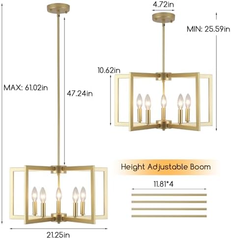 Modern 5 Light Gold Chandeliers for Dining Room