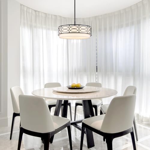 ALISADABOY 5 Light Black Drum Chandelier Modern Farmhouse Dining Room Ceiling Light Fixture