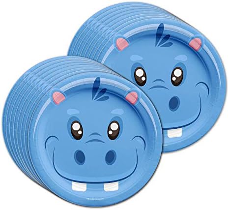 Hippo Birthday Party Tableware Set for 16 Guests