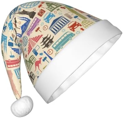 Salelf Famous Places Santa Hat for Kids Christmas Plush Headwear