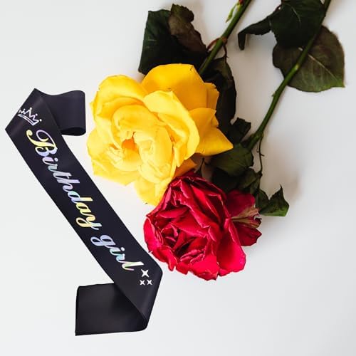 Sparkling Black Satin Glitter Sash for Birthday Celebrations