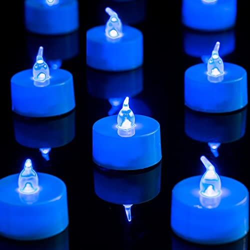 LANKER 24 Pack Blue Flameless LED Tealight Candles
