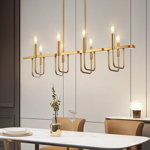 Niloah 8 Light Brushed Gold Chandelier Modern