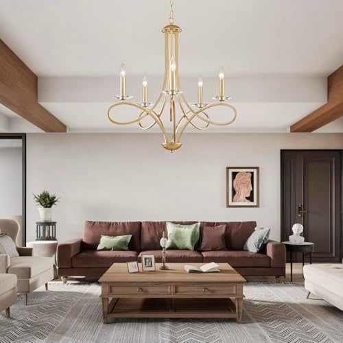 Saint Mossi 5-Lights Gold Chandelier with Adjustable Chain