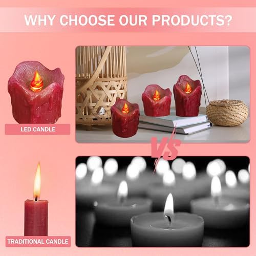 DEVSYWAX Flameless Pillar Candles Set of 3 Real Wax LED