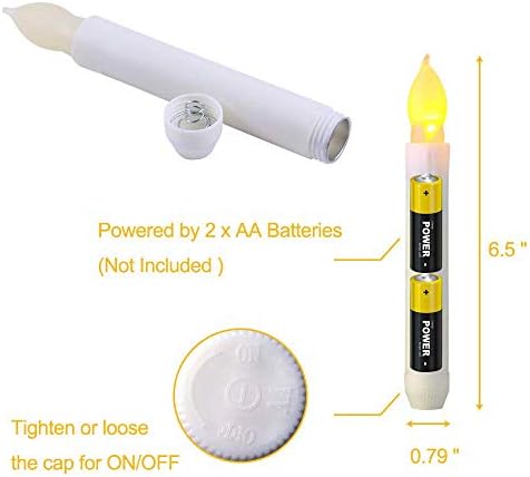 24 Piece Flameless LED Taper Candles for Wedding and Christmas
