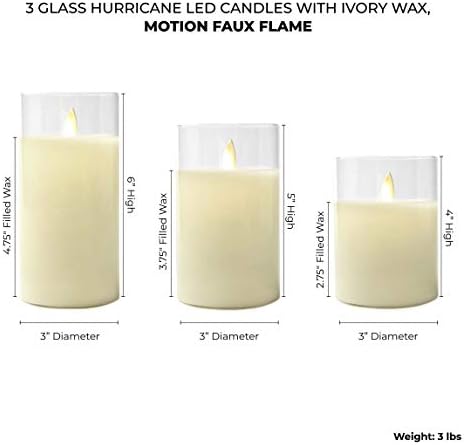 Lumabase Glass Hurricane LED Candles - Set of 3