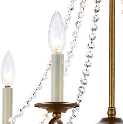 Modern 6 Light Candle Style Chandelier with Crystal Accents Gold