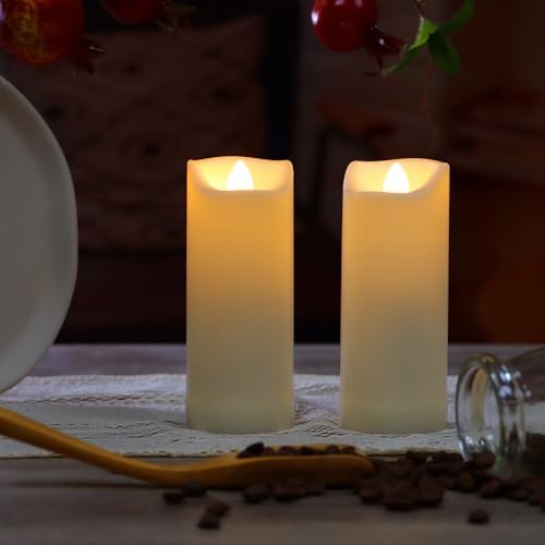 2 Pack Waterproof Outdoor Battery Operated Flameless Candles with Timer