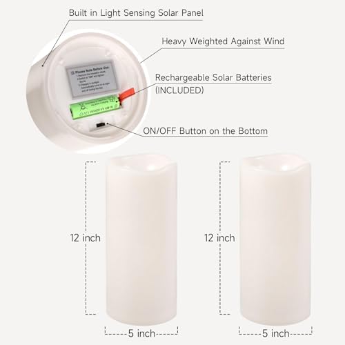 NURADA Large Solar Candles Waterproof Set of 2