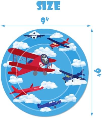 Vetwo Airplane Party Plates Napkins Tableware Set