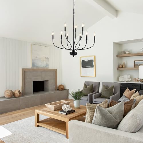 Black 9-Light Chandelier for Dining Room and Entryway