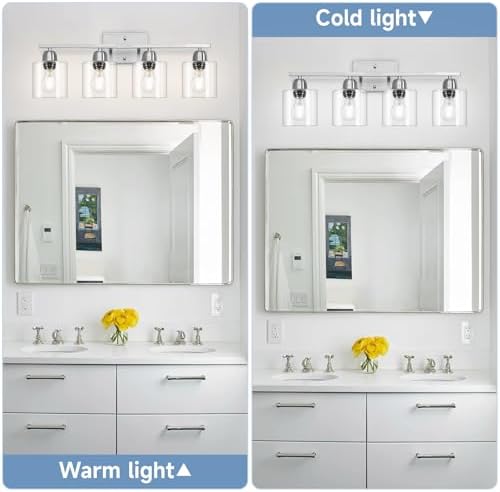 Brushed Nickel Vanity Lights Over Mirror 4 Light Wall Fixtures
